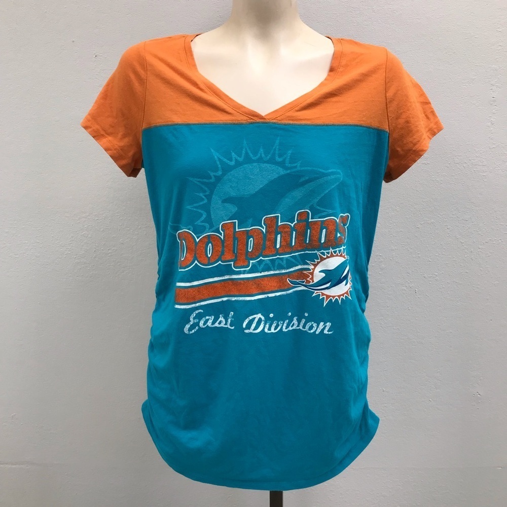 NFL Orange and Blue Dolphins Women’s Graphic T-Shirt - Size M